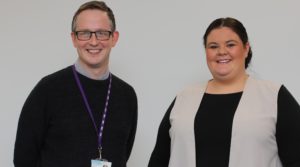 Victoria Watson is pictured with Michael Edwards, North East Development Officer, Creative Support. Michael inspires and motivates others to work in the sector as part of his ‘I Care Ambassador’ role which includes supporting the Redcar and Cleveland Care Academy.